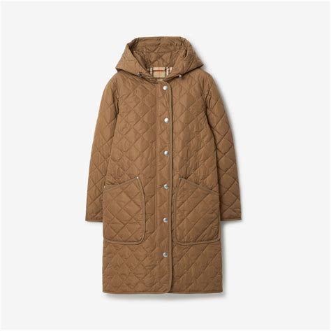 Quilted Nylon Coat in Dusty caramel 